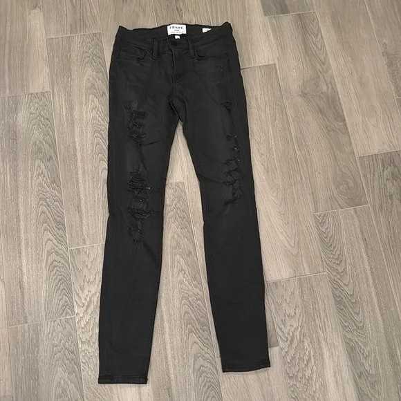 Frame Women’s Ripped Black Jeans Size 25
